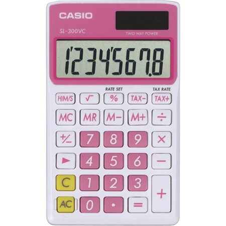 Casio Solar Wallet Calculator with 8-Digit Display (Pink) SL300VCPKSIH