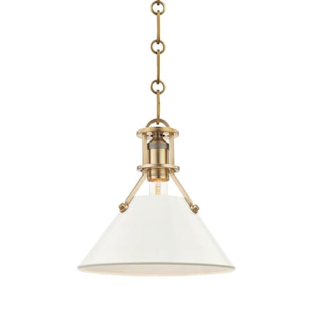 Hudson Valley Lighting Mark D. Sikes X Painted No.2 1 Light Pendant 9.5 In. Aged Brass/Off White MDS351-AGB/OW
