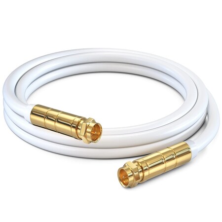 Maximm 4ft RG6 Quad Shielded Coaxial Cable for TV & Internet, White RG6-4-STS-WH