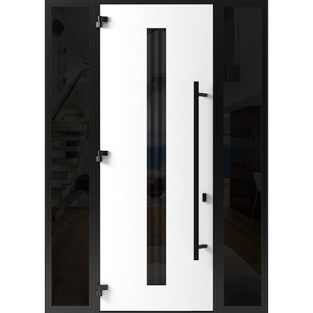 Vdomdoors Front Exterior Prehung Steel Door Ronex1055 Teak 96 2 Sidelight Exterior Windows Sidelites Entry RONEX1055EXD-OAK-W14+36+14xH96-RH-I
