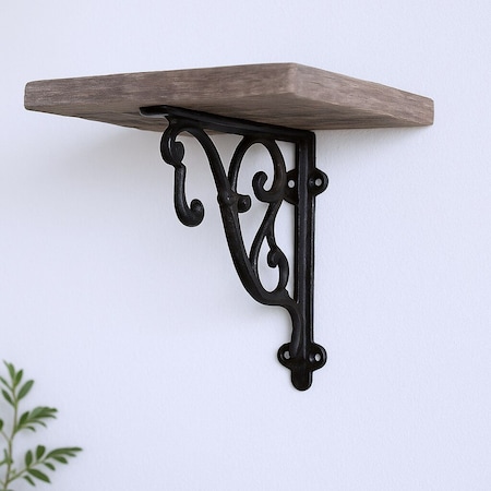 Homeroots 8" Set Of Two Black Metal Wall Mounted Shelf Brackets 634517