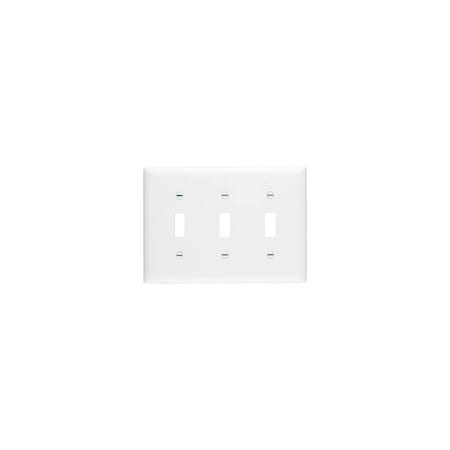 Pass & Seymour Switch Wallplate, 4.68 in L, 6-1/2 in W, 3 -Gang, Nylon, White TP3WCC12