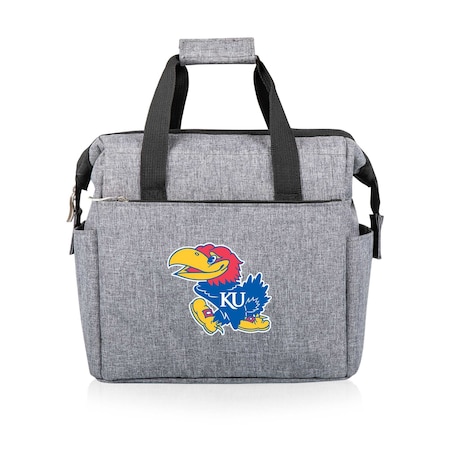 Picnic Time Family Of Brands NCAA Kansas Jayhawks On The Go Lunch Bag Cooler - Soft Cooler Lunch Box, Heathered Gray 510-00-105-244-0