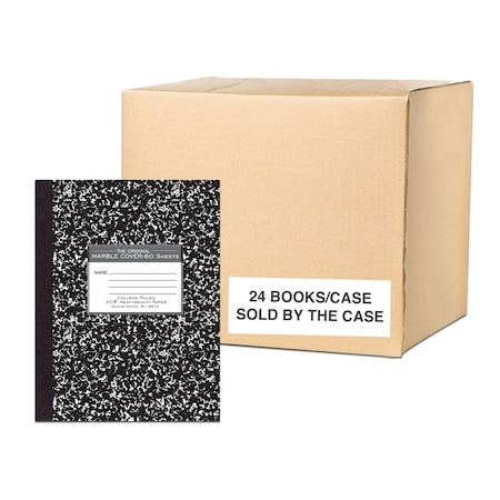 Roaring Spring Case of Signature Black Marble Comp Notebooks, College Ruled, 80 sheets, Oversized 10.25"x7.88", PK24 77461cs