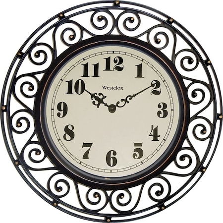 Westclox Clock, Round, Dark Brown Frame, Plastic Clock Face, Analog 32021