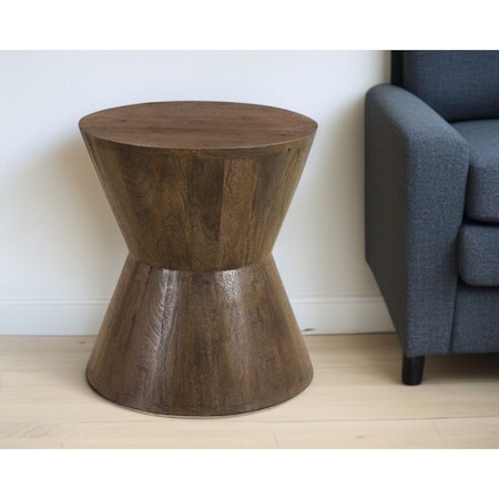 Homeroots 18" Dark Brown Solid Wood Round End Table 521945