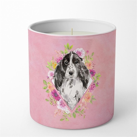 Carolines Treasures 10 oz Black Parti Cocker Spaniel Pink Flowers Decorative Soy Candle CK4244CDL