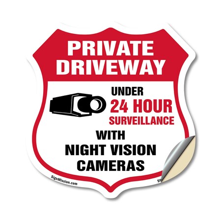 Signmission Private Driveway Shield Sign Under 24 Ho, 12 Inch X 12 Inch, Vinyl Decal SHI-D-12-437