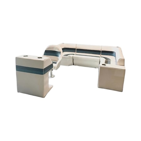 Horizon Mfg Premium 11 Piece Pontoon Furniture Set Gray/Navy/Blue Premium 007-ABDK