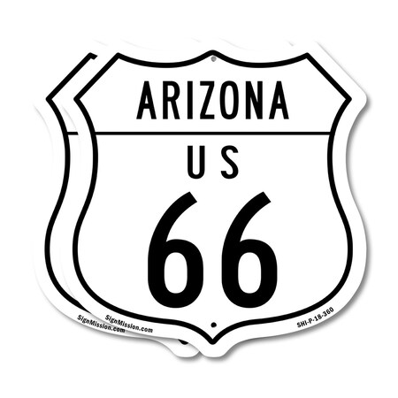 Signmission Arizona Route Marker Shield Sign Us 66, 18 inch X 18 inch, Plastic Sign, 2PK SHI-P-2PACK-18-360