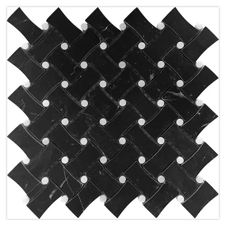 Apollo Tile 11x11 Honed Eastern Black, Eastern White Marble Wall and Floor Tile 4.2 sq ft/case, 5PK APLTX88B29HA