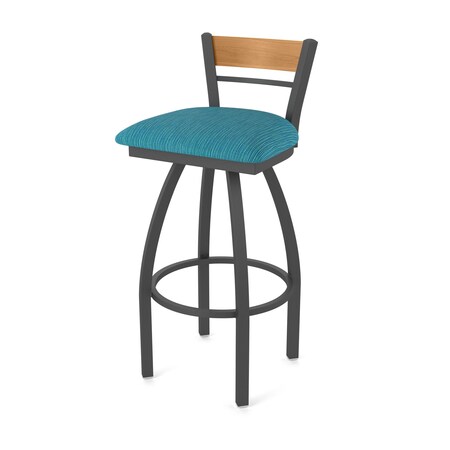 Holland Bar Stool Co Revelle 25in Swivel Counter Stool with Pewter Finish, Medium Back and Graph Tidal Seat 881