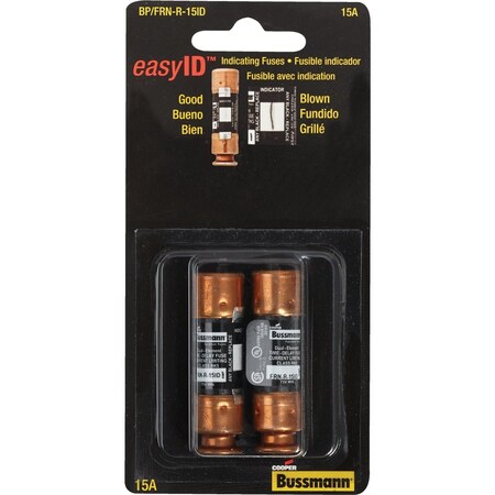 Eaton Bussmann 15A FRN-R Cartridge Hvy Dty Time Delay Cartridge Fuse, 2PK BP/FRNR-15ID