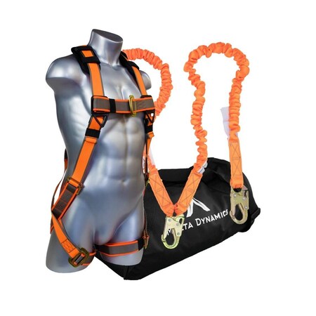 Malta Dynamics WARTHOG TONGUE AND BUCKLE SAFETY HARNESS FALL PROTECTION KIT, 6 DBL LEG, SHOCK ABSORBING LANYARD C5106-B2000B