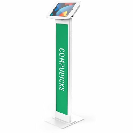 Compulocks iPad 10.2IN Space Enclosure Brandable Floor Stand White 140W102IPDSW