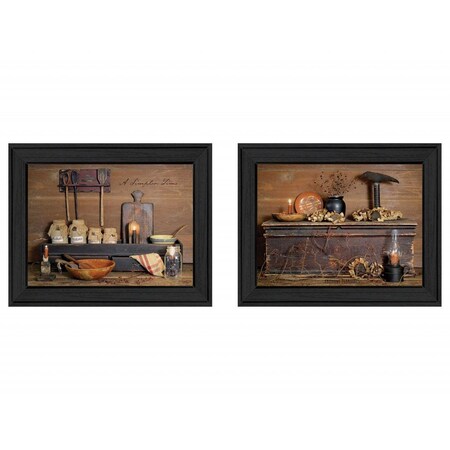 Homeroots Set Of Two Rustic Black Framed Print Wall Art, 2PK 405664