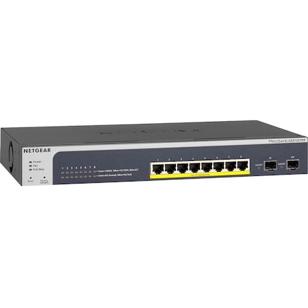 Netgear 8-PORT GIGABIT POE+ SMART MANAGED SWITCH WITH 2 SFP PORTS - 190 WATTS GS510TPP-100NAS