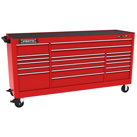 Proto 550 Series Rolling Tool Cabinet, 19 Drawer, Red, 88 in W x 27 in D x 46 in H J558846B-19RD