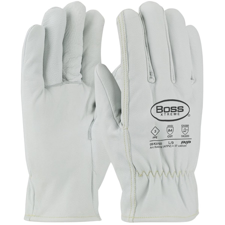 Boss AR/FR Top Grain Goatskin Leather Drivers Glove with Kevlar Lining, Straight Thumb, 12PK 09-K3750/M