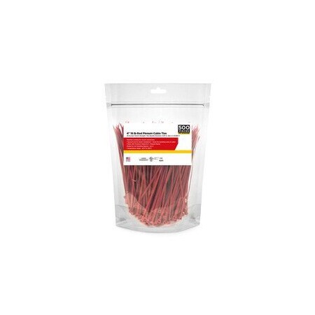 Cable Wholesale Plenum Red Air Handling Cable Ties, 18 lb, 4 inch, 500pcs/Bag 31CV-07105