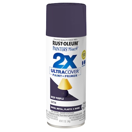 Rust-Oleum Painter's Touch 2X Ultra Cover Spray Paint, Deep Purple, Satin, 12 Oz 393569