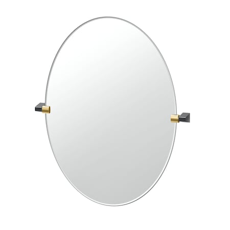 Gatco A-Line 32" Frameless Oval Mirror, Brass/Matte Black 5679LG