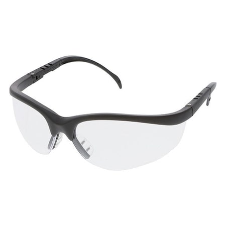 Mcr Safety Klondike (KD1), Safety Glasses, Anti-Scratch, Clear Lens, Black Frame, Half Frame, 1 PR KD110