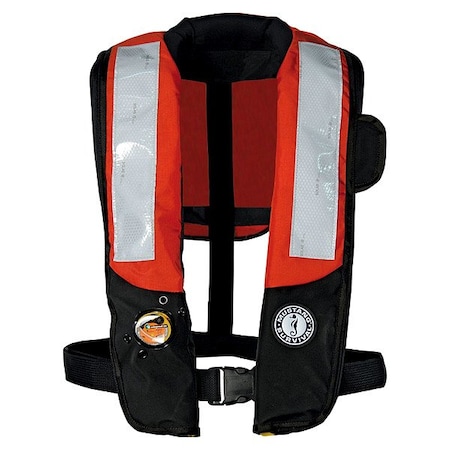Mustang Survival Auto Inflate Vest, UNIV, 38lb, CO2, BLK/OR MD3183T2-33-0