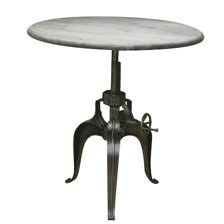 Homeroots 36" Gray And Silver Solid Wood And Iron Adjustable Height Dining Table 488589