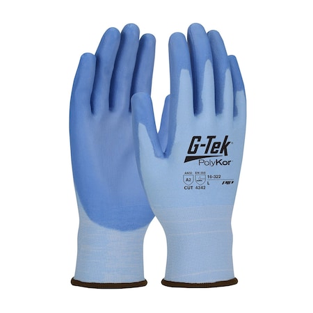 G-Tek Seamless Knit A2 PolyKor Blended Glove with Polyurethane Coated Flat Grip on Palm & Fingers, 12PK 5163