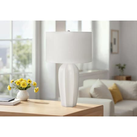 Monarch Specialties Lighting, 27 in.H, Table Lamp, Cream Ceramic, Ivory / Cream Shade, Modern I 9731
