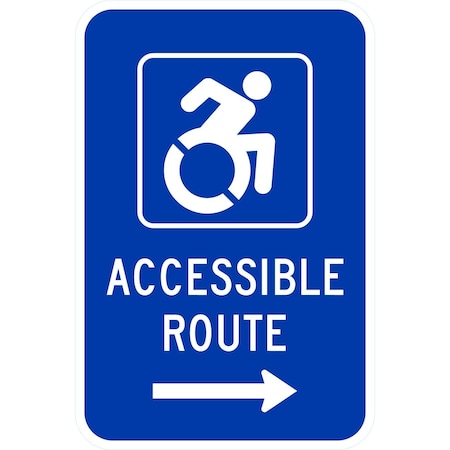Lyle (Updated Handicapped Symbol) Accessible Route --->, 12x18, High Intensity Prismatic, Blue G-3925-HI_12x18