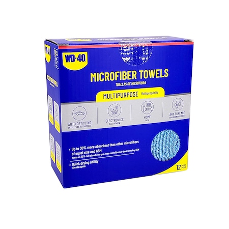 Wd-40 Extra Absorbent Microfiber Towel - Blue Color, 12PK L40105