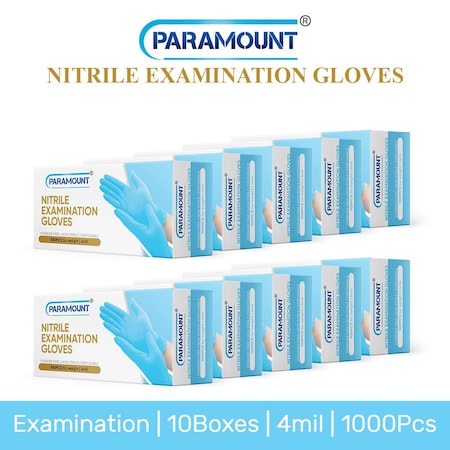 Paramount Nitrile Disposable Gloves, 4 mil Palm , Nitrile, Powder-Free, XXL, 1000 PK, Ice Blue XXL