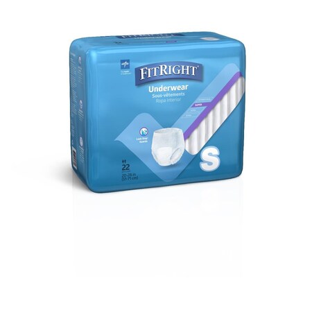 Medline FitRight Super Protective Adult Underwear, Size S, for Waist Size 20in-28in, 88PK MSC33255