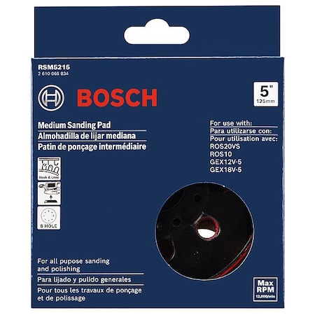 Bosch Multi-Hole Sanding Pad, Rubber, Not Applicable Grit, Not Applicable Type, Not Applicable RSM5215