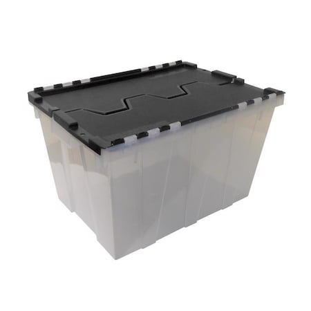 Sterilite 12 gal Black/Clear Hinged-Lid Tote 12.9 in. H X 15.3 in. W X 21.6 in. D Stackable 691307