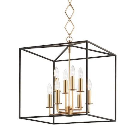 Hudson Valley Lighting Becki Owens X Richie 8 Light Lantern 18 In. Aged Brass/Black BKO151-AGB/BK