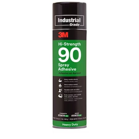 3M Spray Adhesive, Hi-Strength 90 Inverted Series, 24 fl oz, Aerosol Can 90