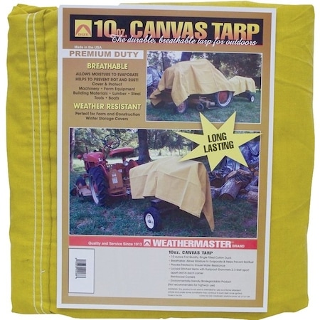 Dize Weathermaster Tarpaulin, 12 ft L, 10 ft W, Canvas, Tan CA1012D