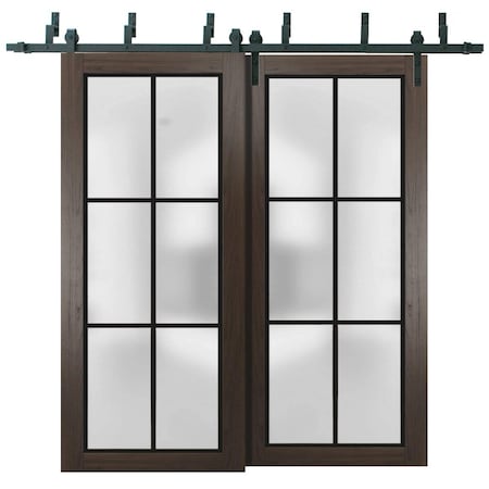 Sartodoors Sliding Closet Frosted Glass Barn Bypass Doors with Hardware Planum 2122 36x84 (2* 18x84) Solid Cor PLANUM2122BBB-CA-36 x 84 (2* 18x84)