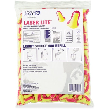 Howard Leight Polyurethane Foam T-Shape Shape, 32 dB, Yellow and Pink, 200 PK LL-LS4