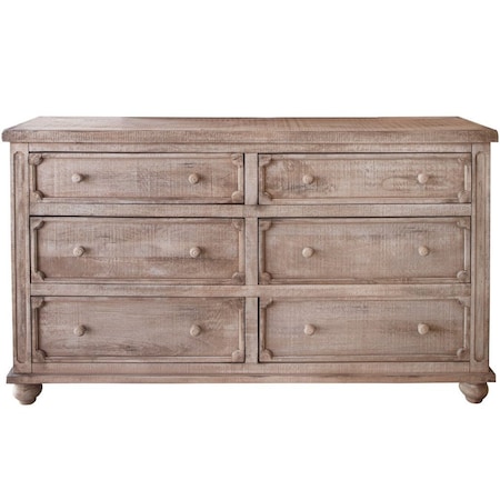 Homeroots 70" Natural Solid Wood Six Drawer Double Dresser 524553