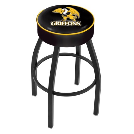 Holland Bar Stool Co 30" Missouri Western St Cushion Seat, Blk Wrnkl Base Swivel Bar Stool L8B130MOWSt