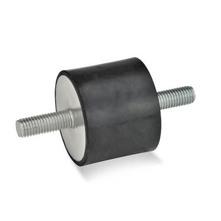 J.W. Winco Vibration-Isolating Mount, 30 mm H 351-50-30-M10-SS-55