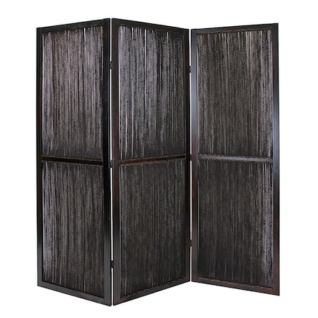 Homeroots 72" Brown Folding Three Panel Screen Room Divider 274870