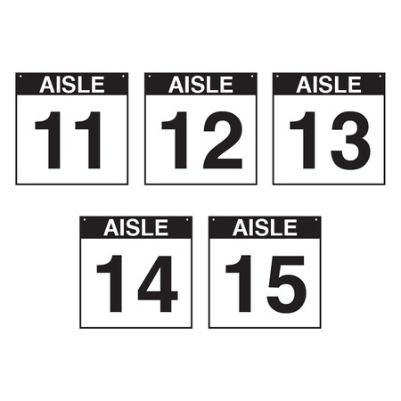 5S Supplies Warehouse Aisle 11-15 Sign - 8in x 8in - DOUBLE - BRKT - PVC AISLE-11-15-8X8-DOUBLE-BRKT
