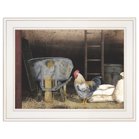 Homeroots Chicken Feed 1 White Framed Print Wall Art 404586