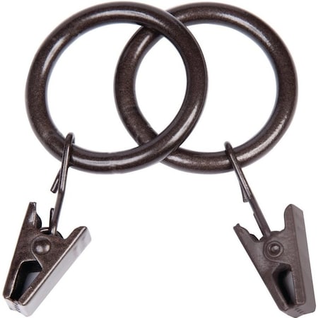 Kenney Mfg Curtain Clip Ring, Metal, Dark Brown KN75003