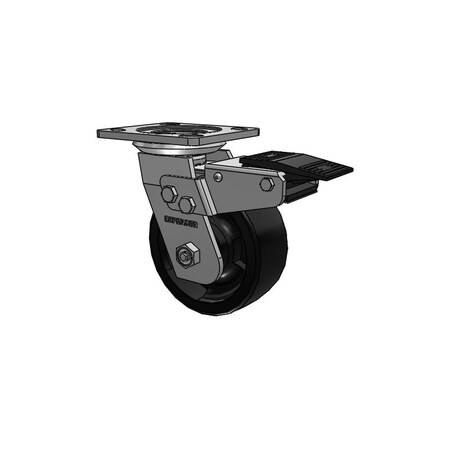 Colson Plate Casters, 5x2, D4.05109.835HTBLKBRK4SS D4.05109.835-HTBLK-BRK4-SS